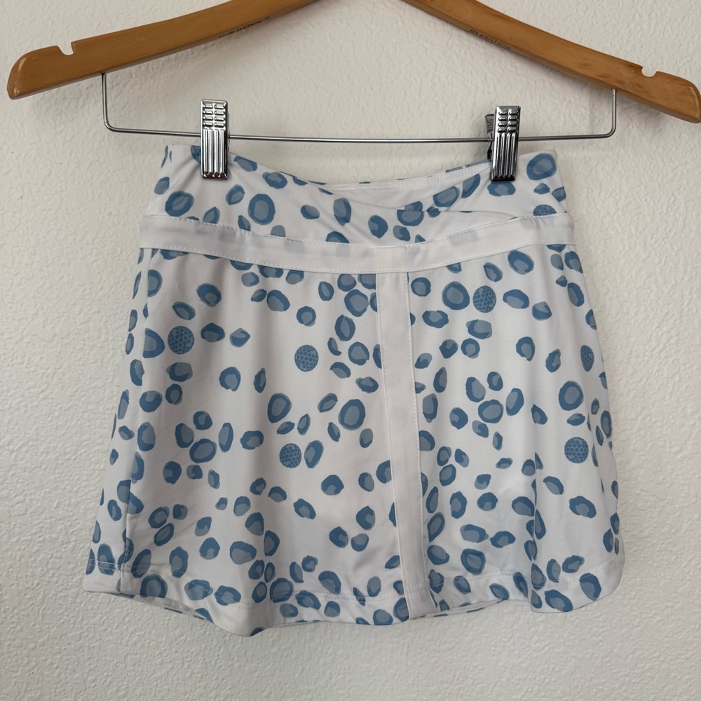 Kids White Skort with Blue Spot Print